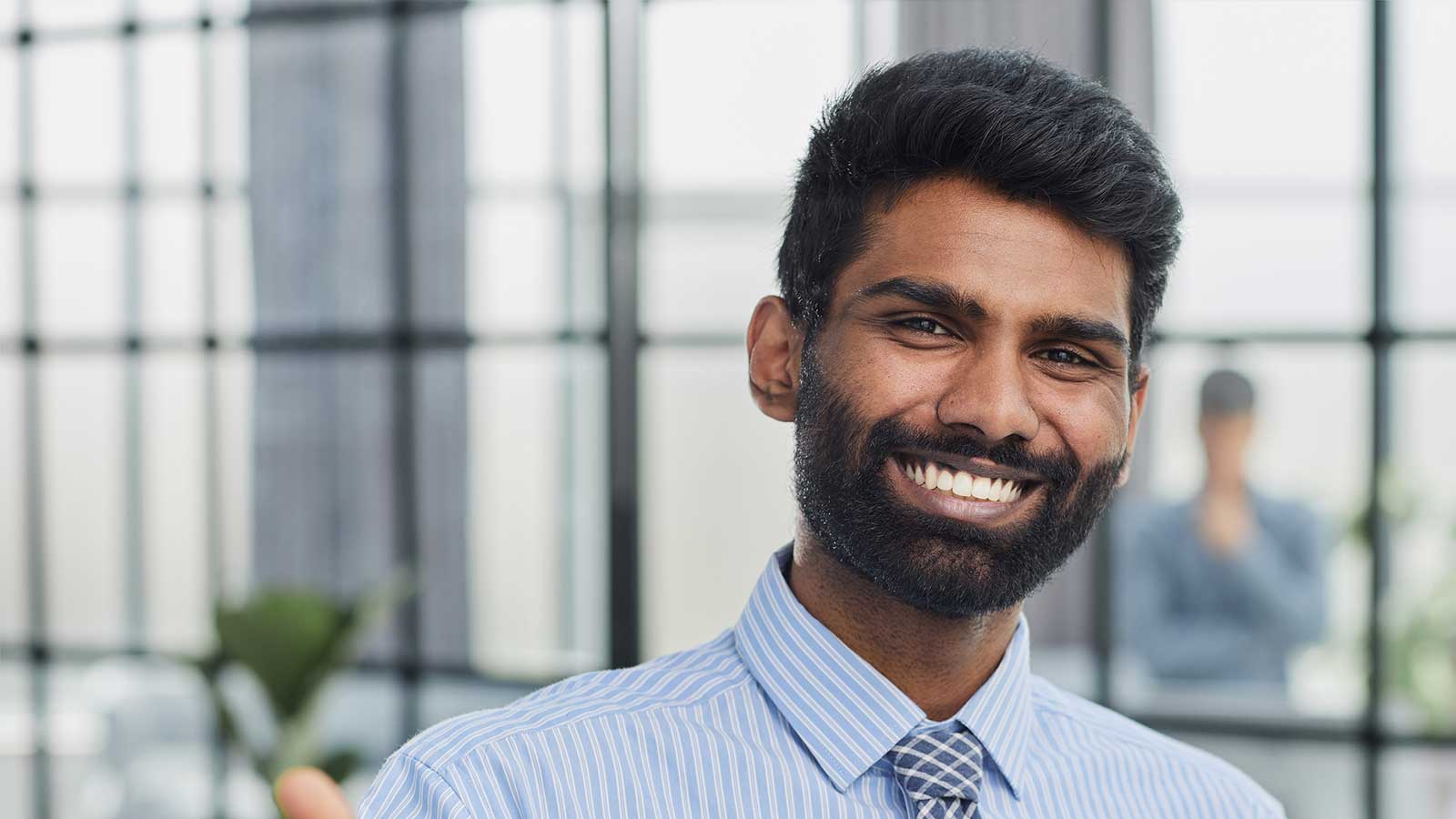 Welcoming man smiling